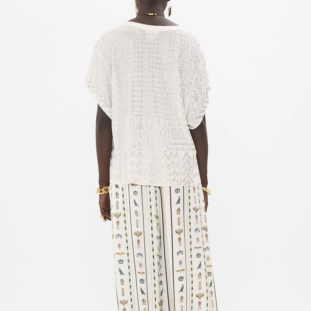 Embellished T-shirt with Dropped Armhole in "Valley of the Queens" Pattern - Picture 3 of 7